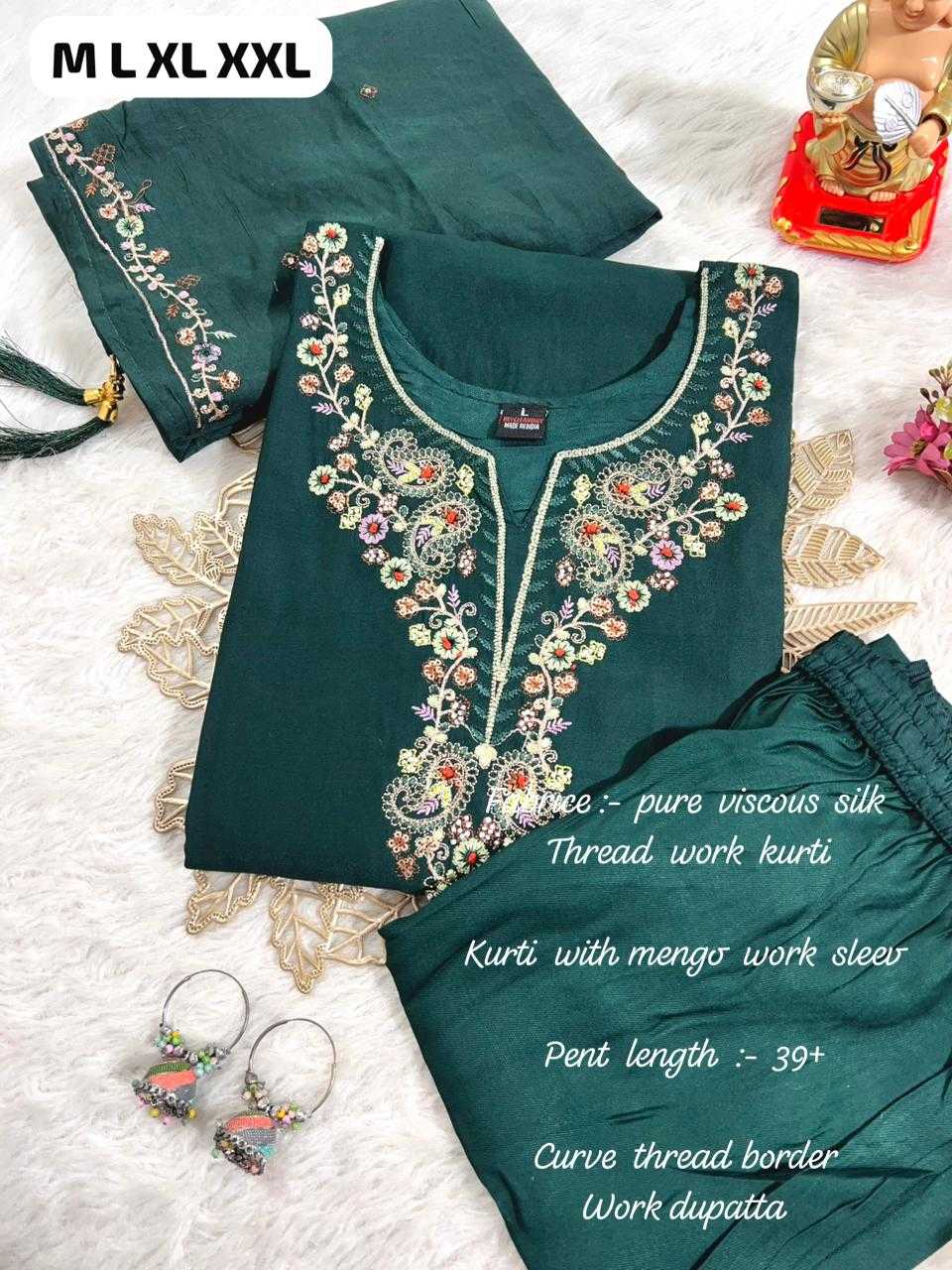 Ynf Viscose KESH594 SHOWROOM Kurti Wholesale Long Kurtis Embroidered Kurtis Full Sleeve Kurti Manufacturer- Kapda Export
