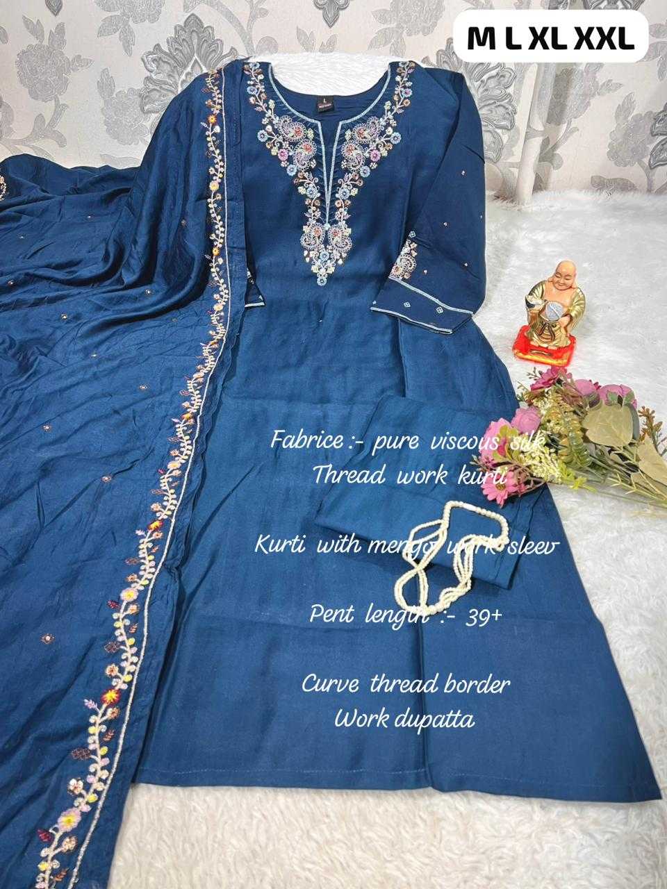 Ynf Viscose KESH594 SHOWROOM Kurti Wholesale Long Kurtis Embroidered Kurtis Full Sleeve Kurti Manufacturer- Kapda Export