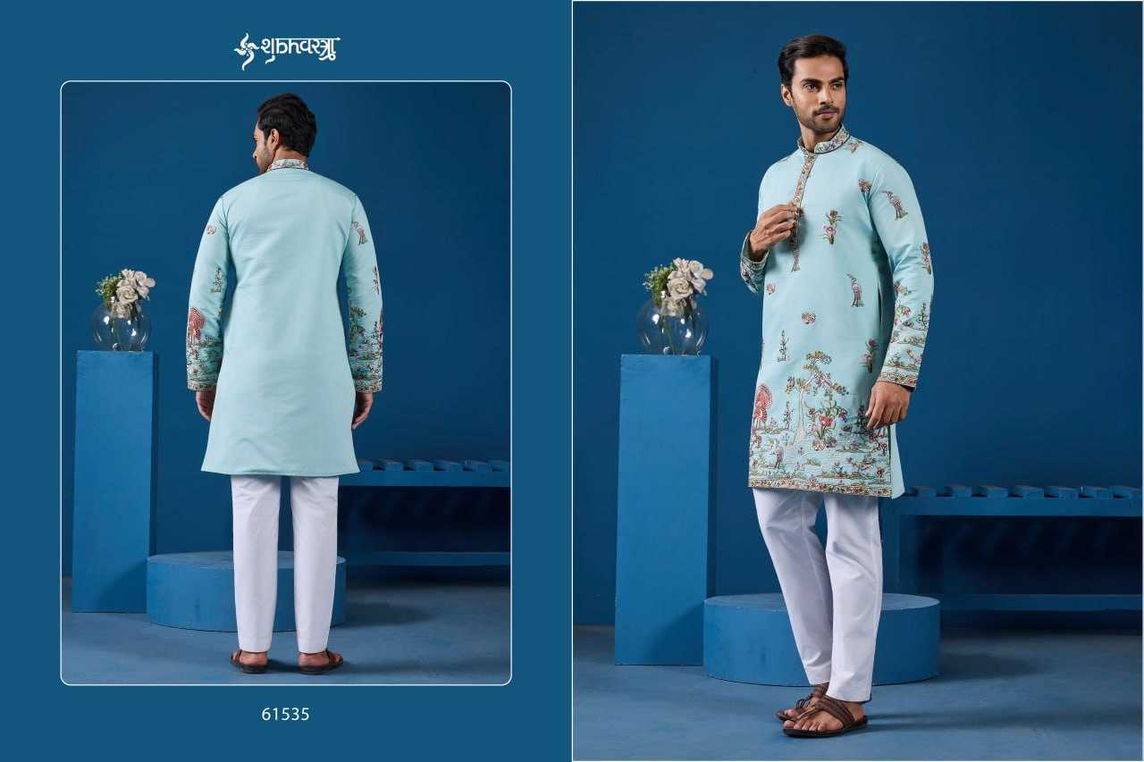 Ynf Viscose RIN202 SHUBHVASTRA VANTARA 61531 Mens Wear Festive Collections Wholesale Mens Kurta Pyjama Silk Kurta Embroidered Kurta Pajama Manufacturer- Kapda Export