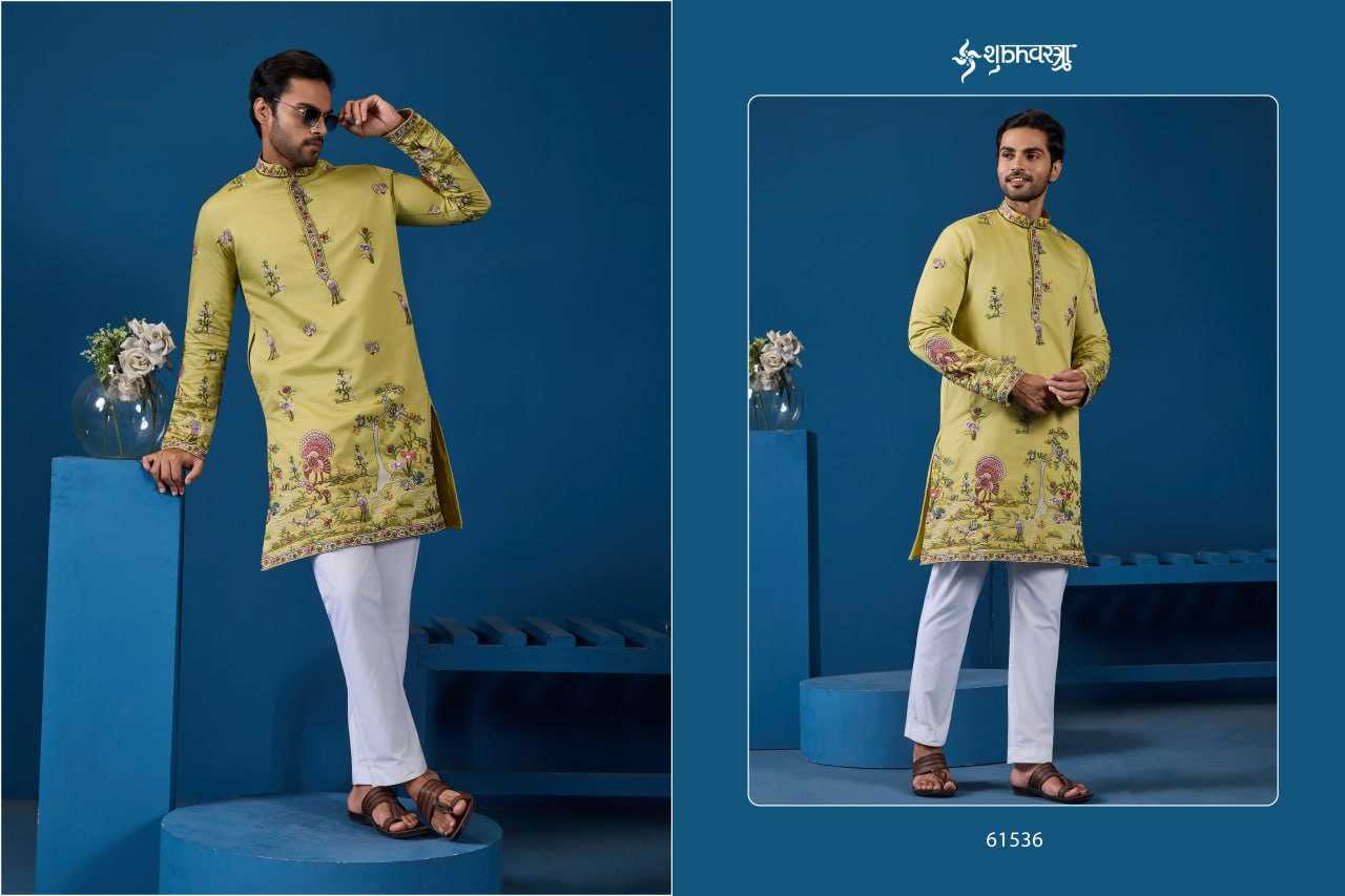 Ynf Viscose RIN202 SHUBHVASTRA VANTARA 61531 Mens Wear Festive Collections Wholesale Mens Kurta Pyjama Silk Kurta Embroidered Kurta Pajama Manufacturer- Kapda Export