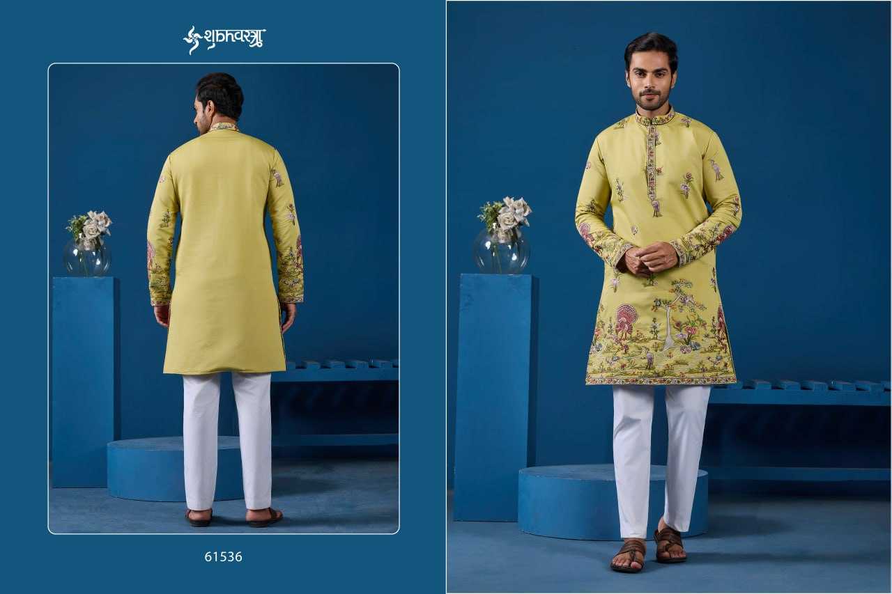 Ynf Viscose RIN202 SHUBHVASTRA VANTARA 61531 Mens Wear Festive Collections Wholesale Mens Kurta Pyjama Silk Kurta Embroidered Kurta Pajama Manufacturer- Kapda Export