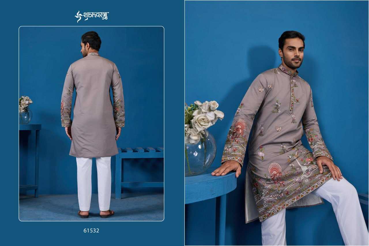 Ynf Viscose RIN202 SHUBHVASTRA VANTARA 61531 Mens Wear Festive Collections Wholesale Mens Kurta Pyjama Silk Kurta Embroidered Kurta Pajama Manufacturer- Kapda Export