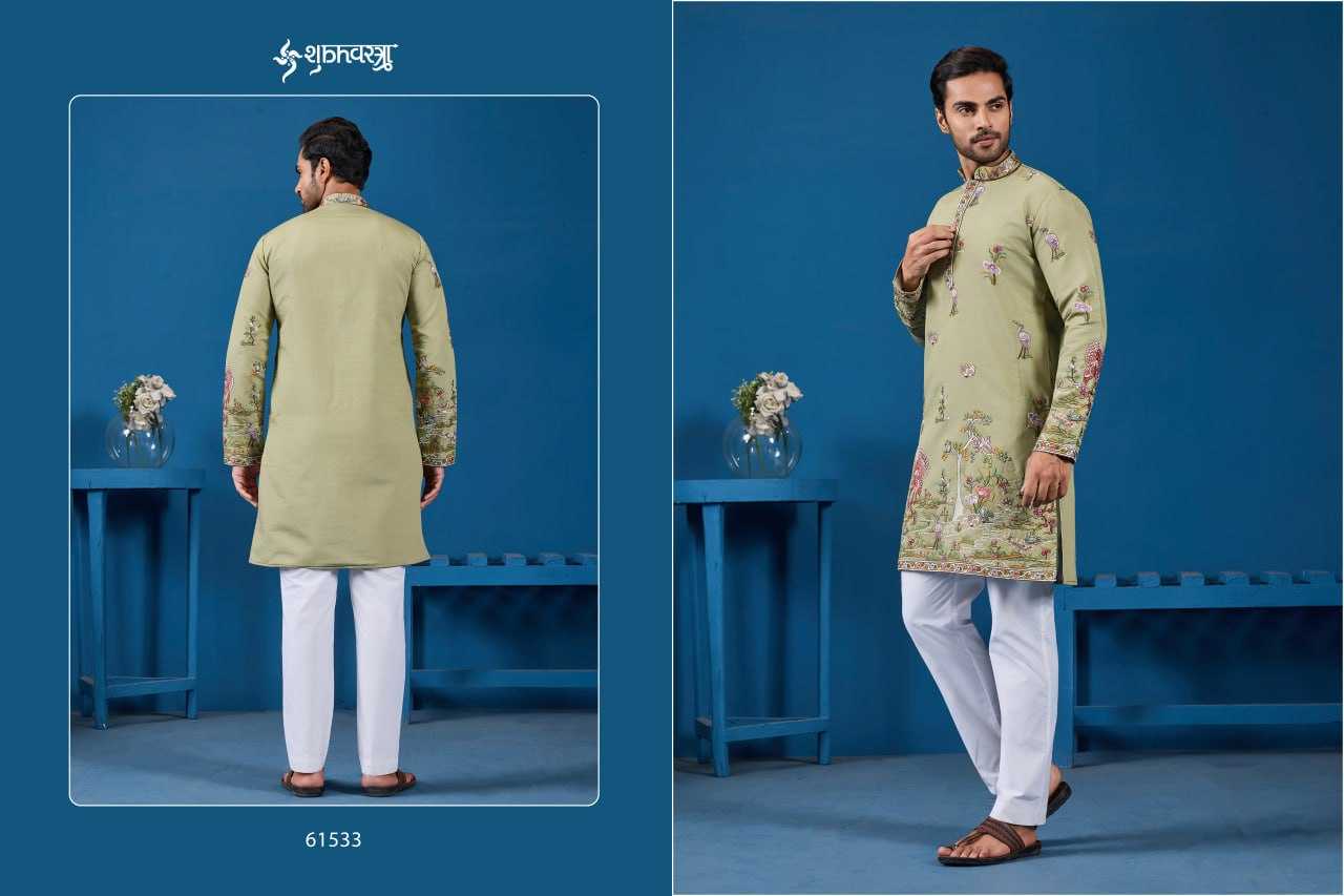 Ynf Viscose RIN202 SHUBHVASTRA VANTARA 61531 Mens Wear Festive Collections Wholesale Mens Kurta Pyjama Silk Kurta Embroidered Kurta Pajama Manufacturer- Kapda Export