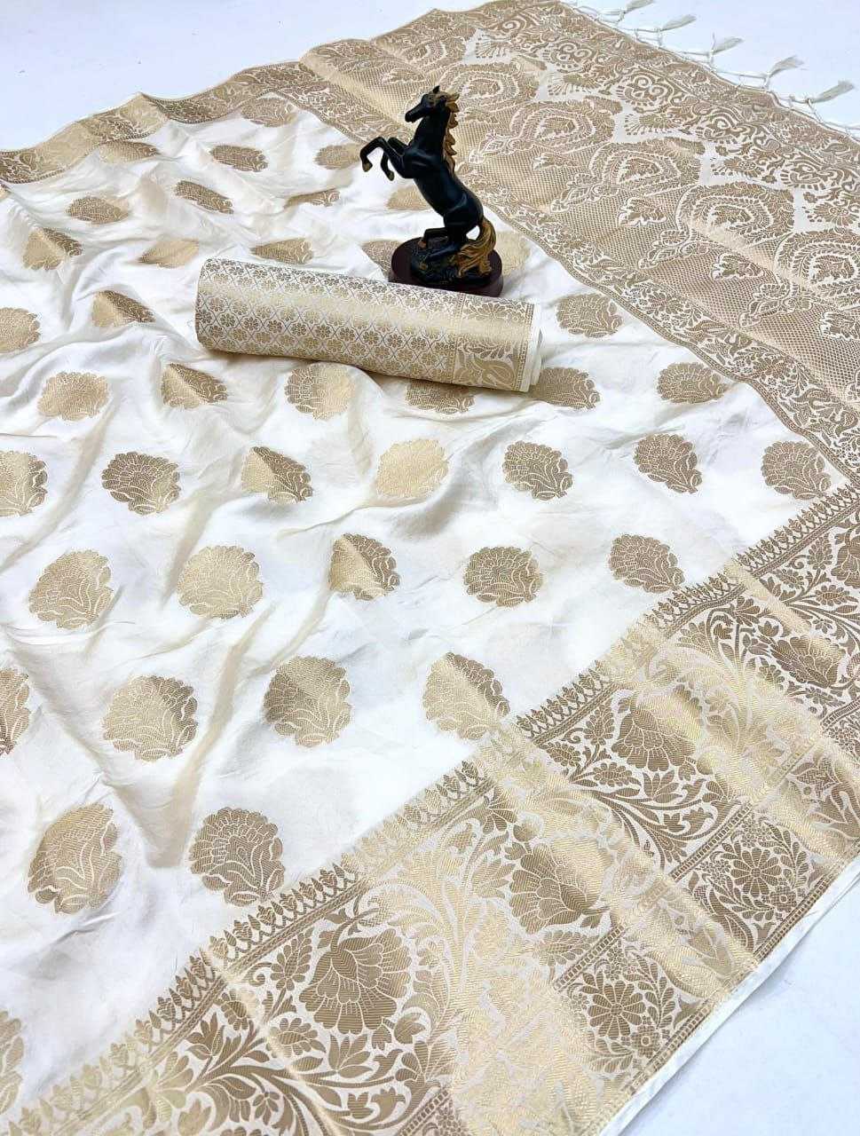 Ynf Banarasi Soft Silk RIN211 KUVERA Silk Sarees Wholesale Banarasi Silk Sarees Zari Border Silk Sarees White Silk Sarees Manufacturer- Kapda Export