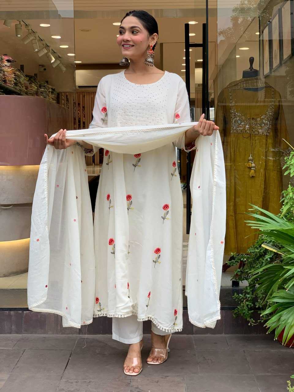 Ynf Chanderi Silk KESH595 AASTHA Suits & Dresses Wholesale Embroidery Suits Anarkali Suits Chanderi Suit White Salwar Suit Manufacturer- Kapda Export