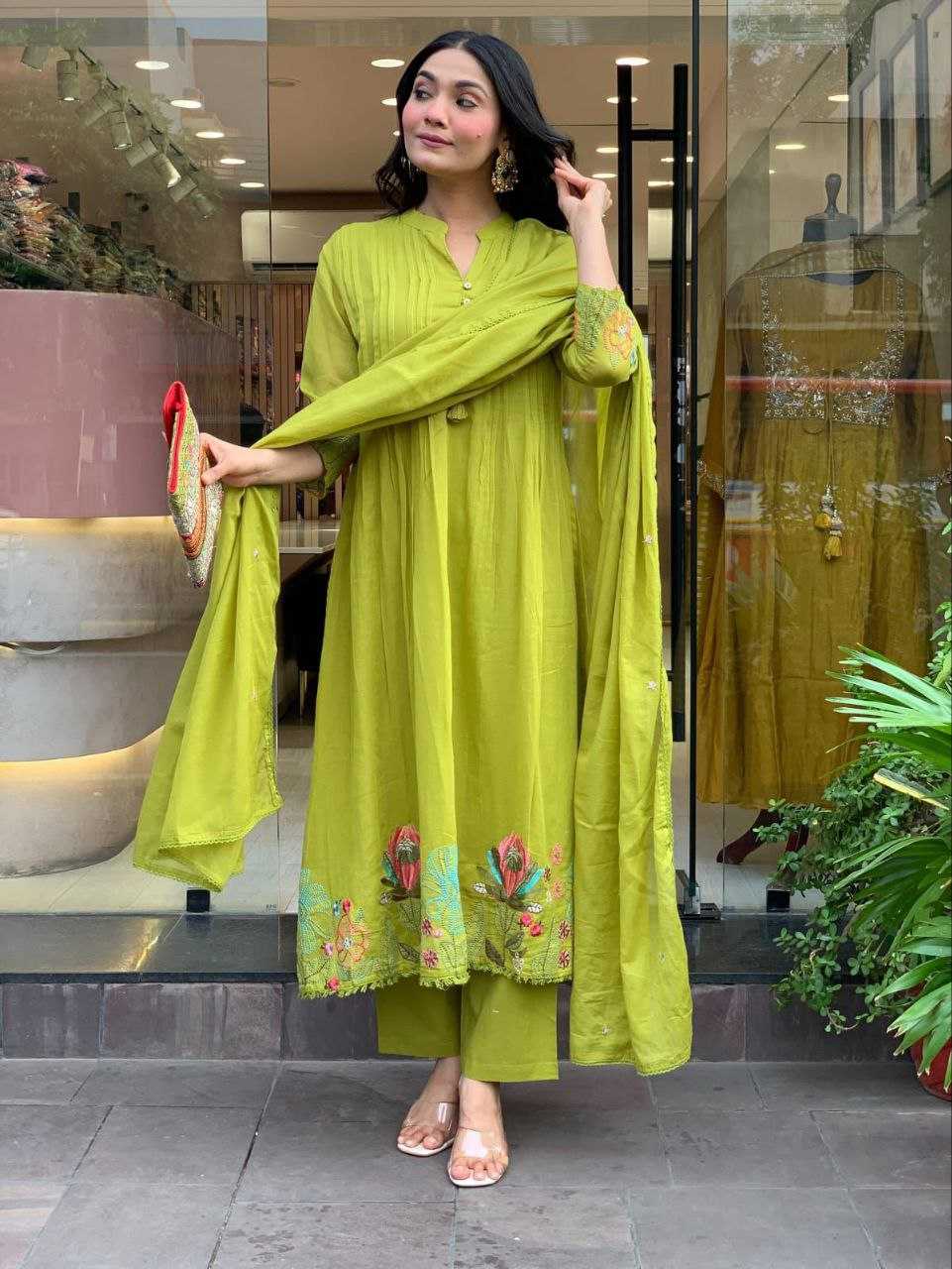 Ynf Chanderi Silk RIN217 355 Suits & Dresses Festive Collections Wholesale Chanderi Suit Embroidered Suits Gown Dresses Manufacturer- Kapda Export