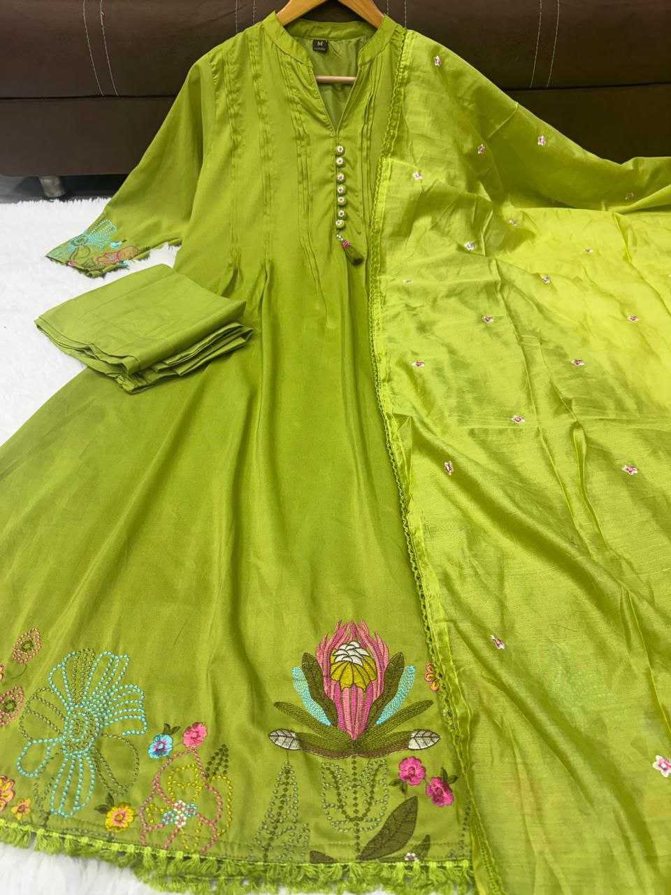 Ynf Chanderi Silk RIN217 355 Suits & Dresses Festive Collections Wholesale Chanderi Suit Embroidered Suits Gown Dresses Manufacturer- Kapda Export