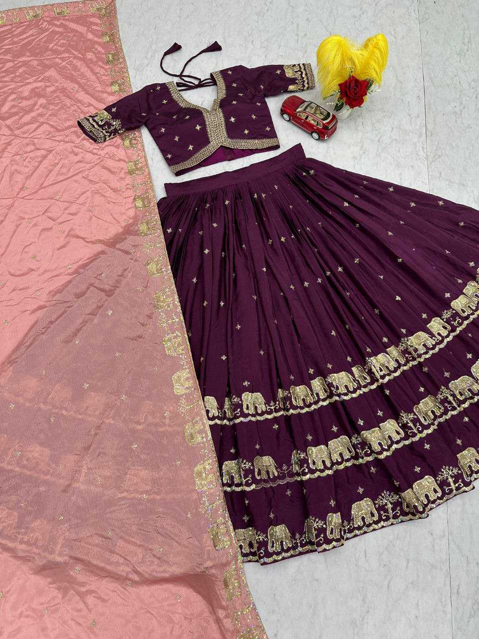Ynf Chinon KESH497 300 Lehengas Wholesale Embroidered Lehenga Chaniya Choli Sequins Lehenga Manufacturer- Kapda Export