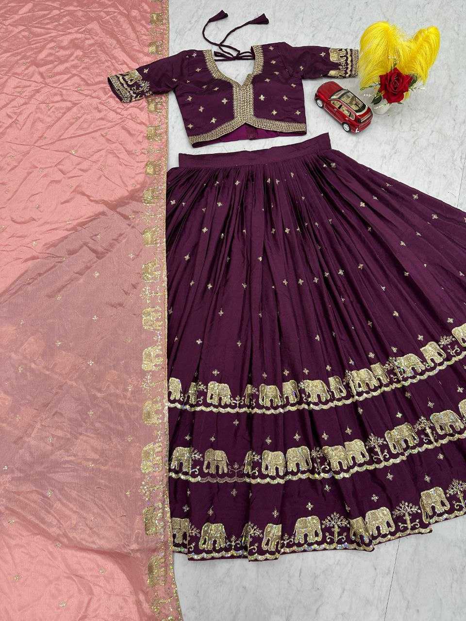 Ynf Chinon KESH497 300 Lehengas Wholesale Embroidered Lehenga Chaniya Choli Sequins Lehenga Manufacturer- Kapda Export