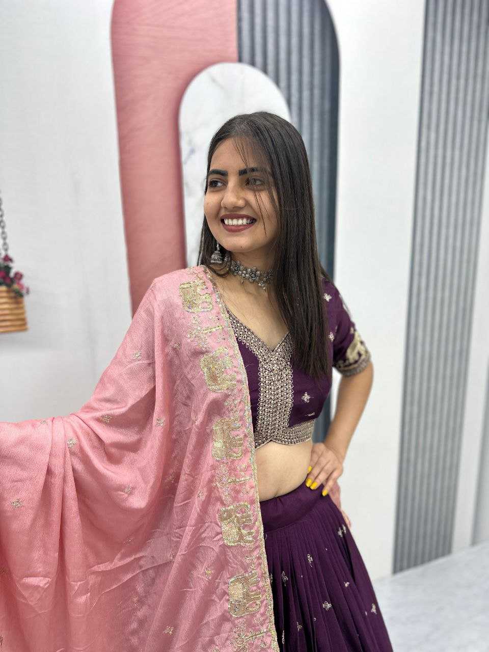 Ynf Chinon KESH497 300 Lehengas Wholesale Embroidered Lehenga Chaniya Choli Sequins Lehenga Manufacturer- Kapda Export