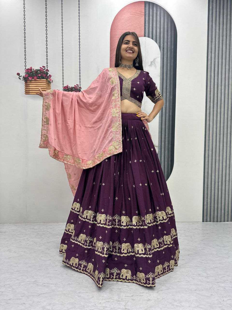 Ynf Chinon KESH497 300 Lehengas Wholesale Embroidered Lehenga Chaniya Choli Sequins Lehenga Manufacturer- Kapda Export