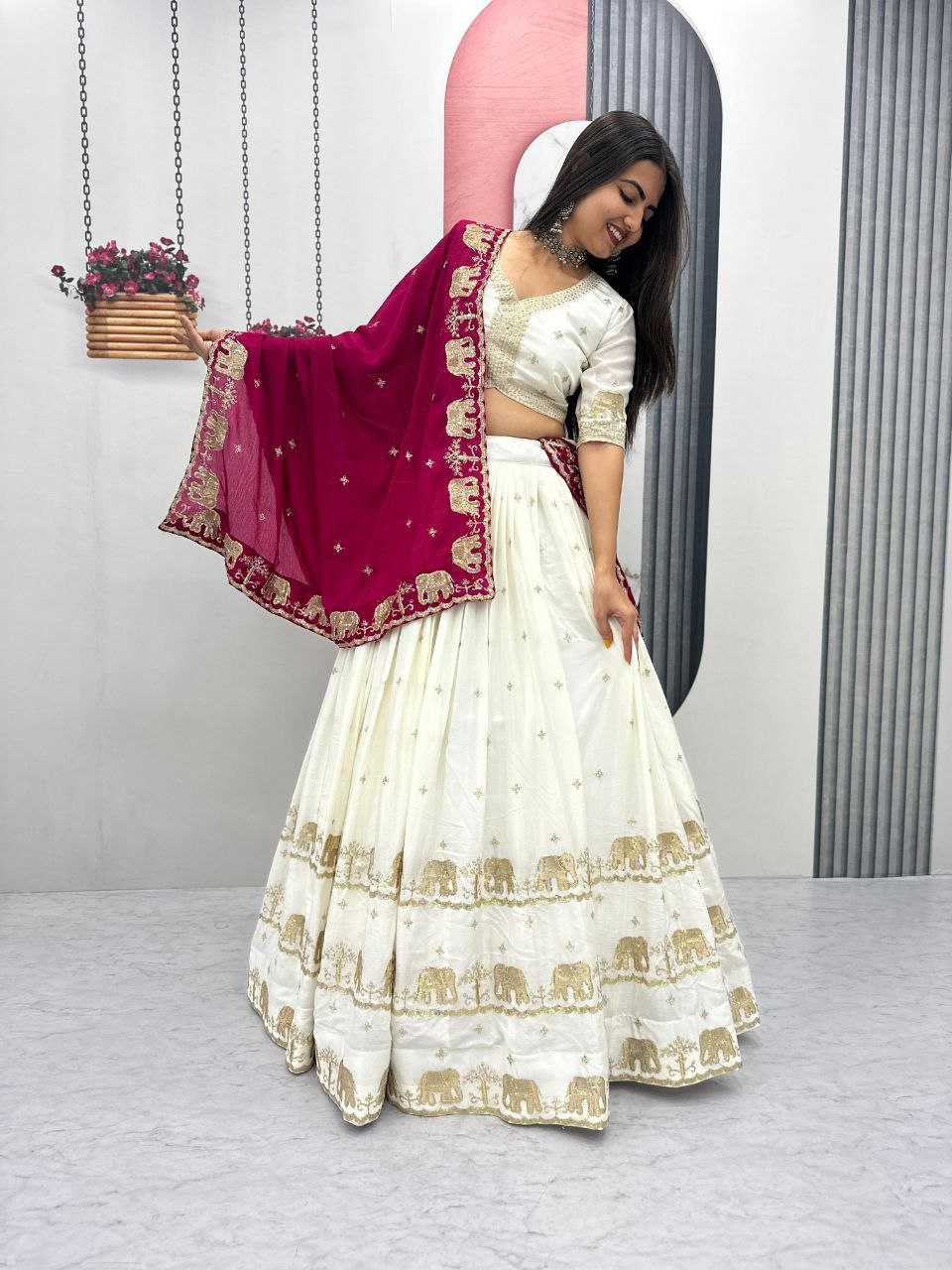 Ynf Chinon KESH497 300 Lehengas Wholesale Embroidered Lehenga Chaniya Choli Sequins Lehenga Manufacturer- Kapda Export