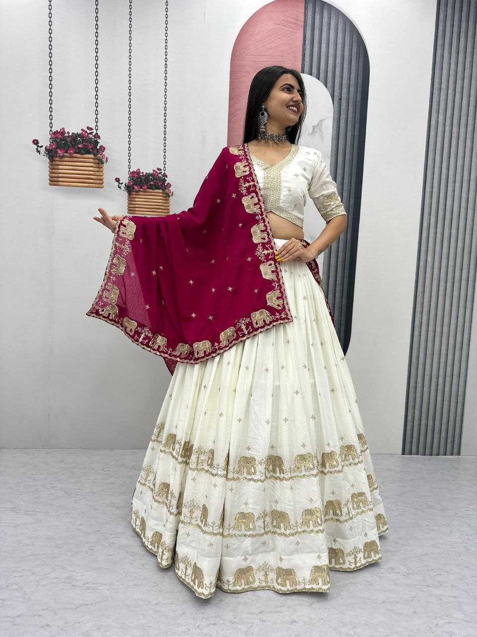 Ynf Chinon KESH497 300 Lehengas Wholesale Embroidered Lehenga Chaniya Choli Sequins Lehenga Manufacturer- Kapda Export