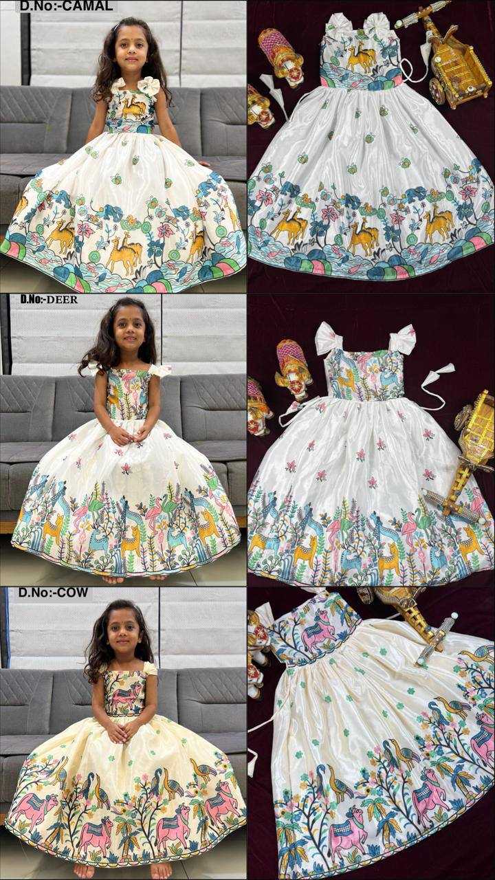 Ynf Chinon KESH642 046 Kids Wear Wholesale Kids Gown Ethnic Dresses For Kids Kids Ethnic Gowns Manufacturer- Kapda Export