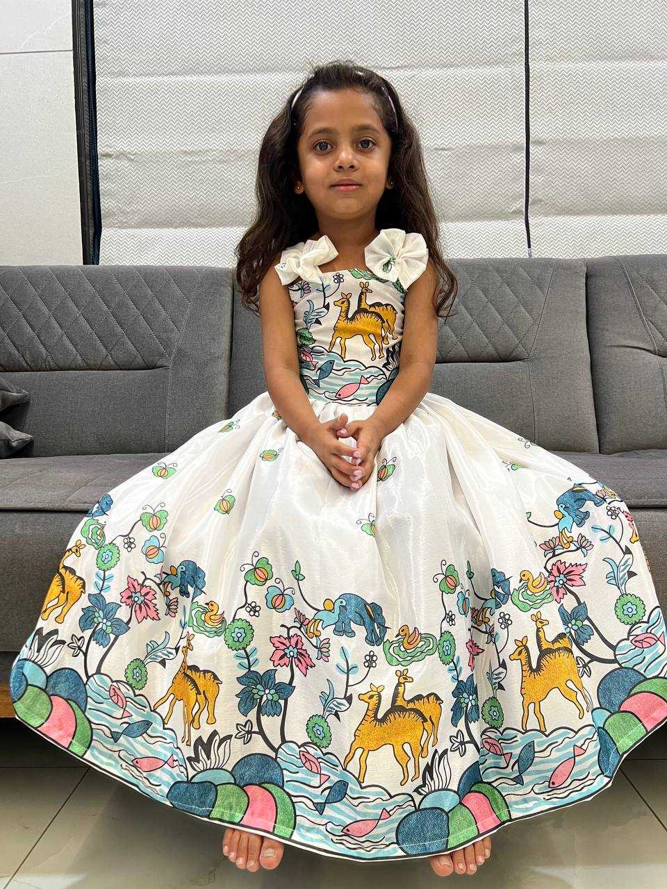 Ynf Chinon KESH642 046 Kids Wear Wholesale Kids Gown Ethnic Dresses For Kids Kids Ethnic Gowns Manufacturer- Kapda Export
