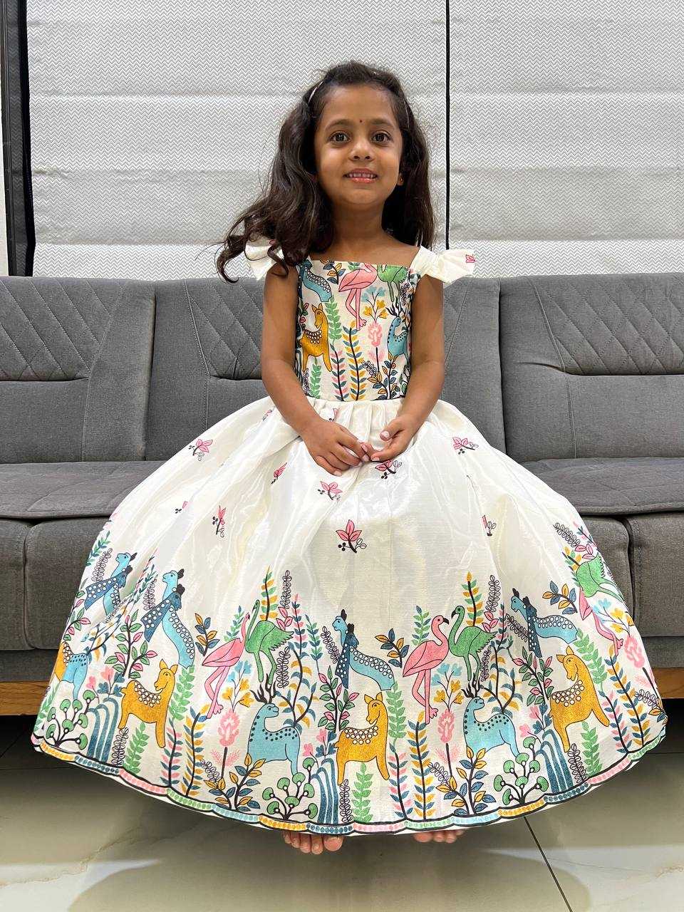 Ynf Chinon KESH642 046 Kids Wear Wholesale Kids Gown Ethnic Dresses For Kids Kids Ethnic Gowns Manufacturer- Kapda Export