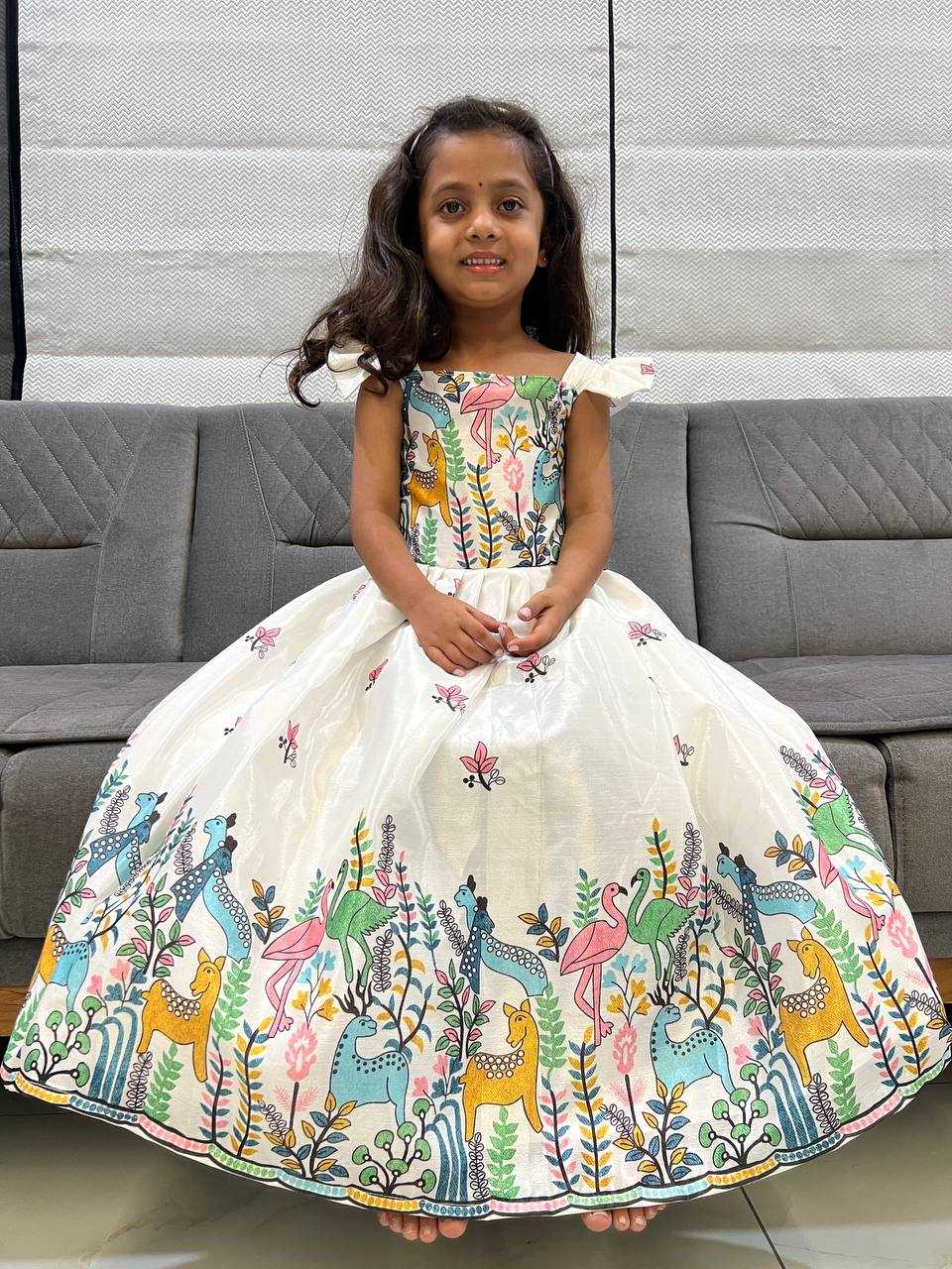 Ynf Chinon KESH642 046 Kids Wear Wholesale Kids Gown Ethnic Dresses For Kids Kids Ethnic Gowns Manufacturer- Kapda Export