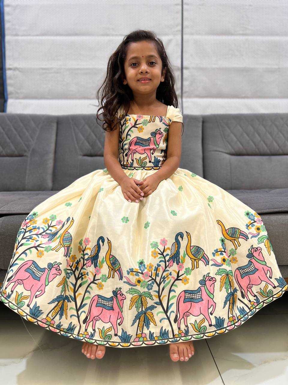 Ynf Chinon KESH642 046 Kids Wear Wholesale Kids Gown Ethnic Dresses For Kids Kids Ethnic Gowns Manufacturer- Kapda Export