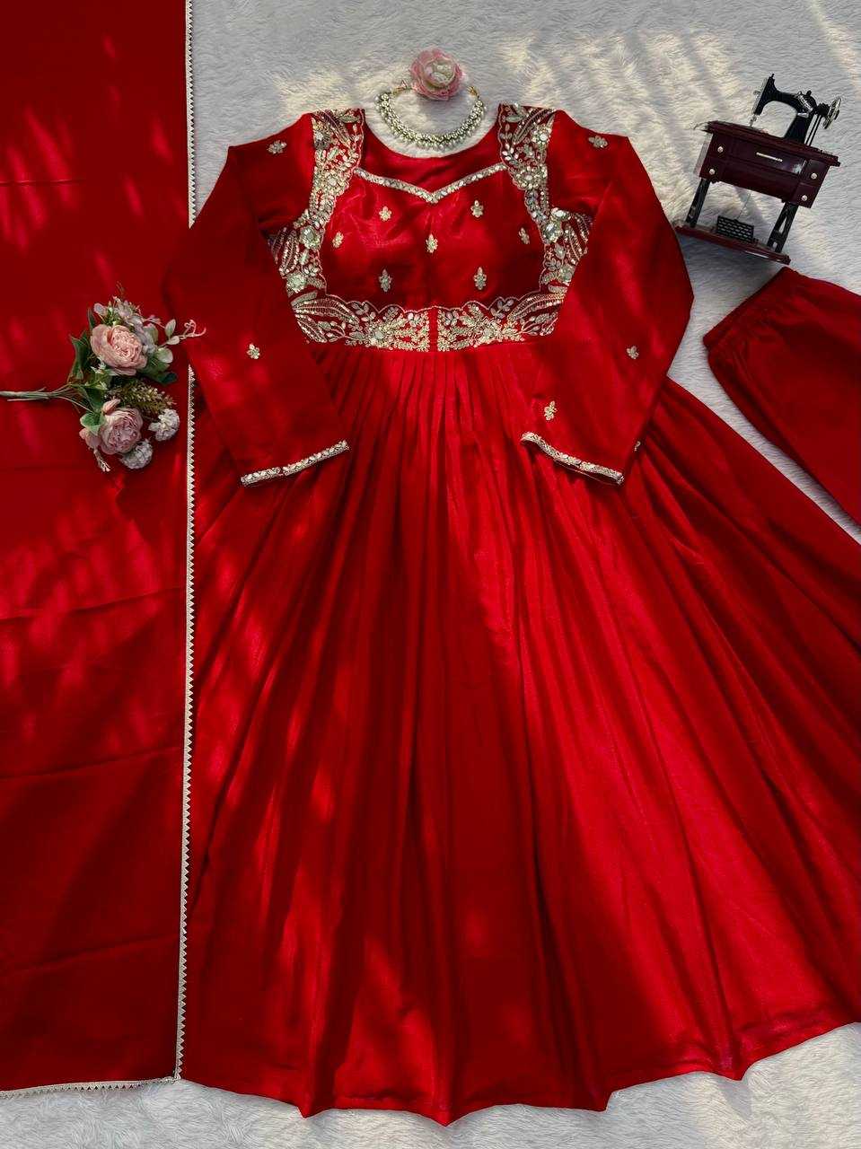 Ynf Chinon RIN162 5950 Suits & Dresses Wedding Collections Wholesale Ladies Salwar Suits Party wear suits Red Salwar Suit Manufacturer- Kapda Export