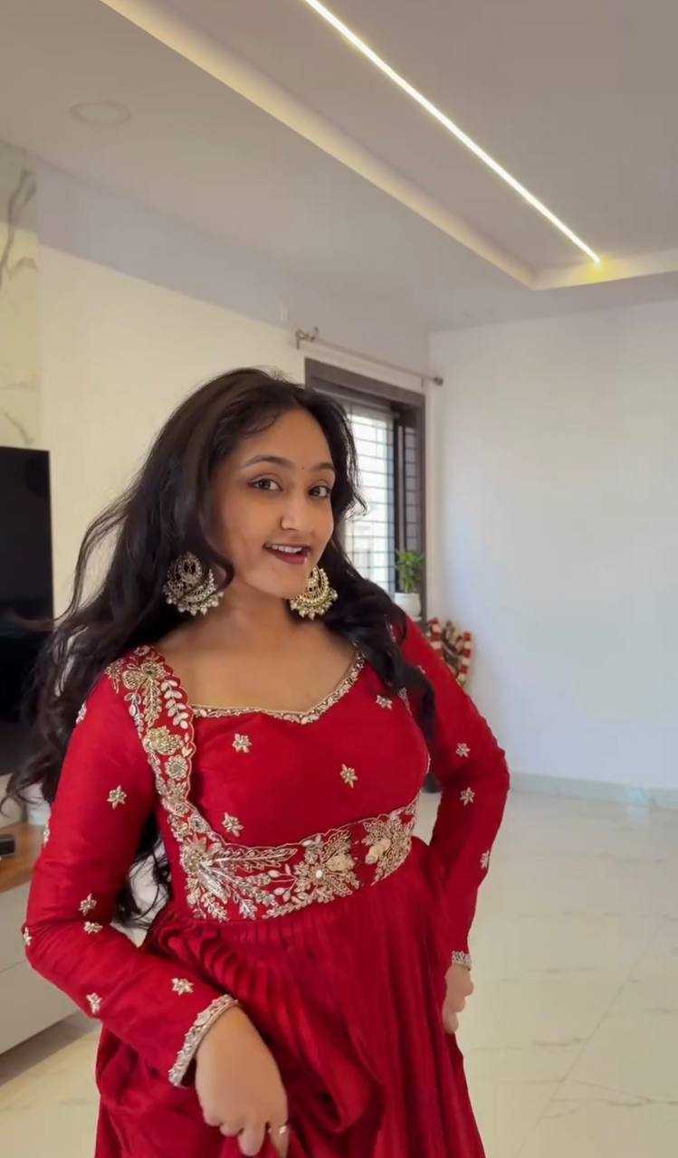 Ynf Chinon Silk KESH490 1322 Gowns Wholesale Embroidery Gowns Anarkali Gown Long Gowns Full Sleeve Gowns Sequin Gowns Manufacturer- Kapda Export