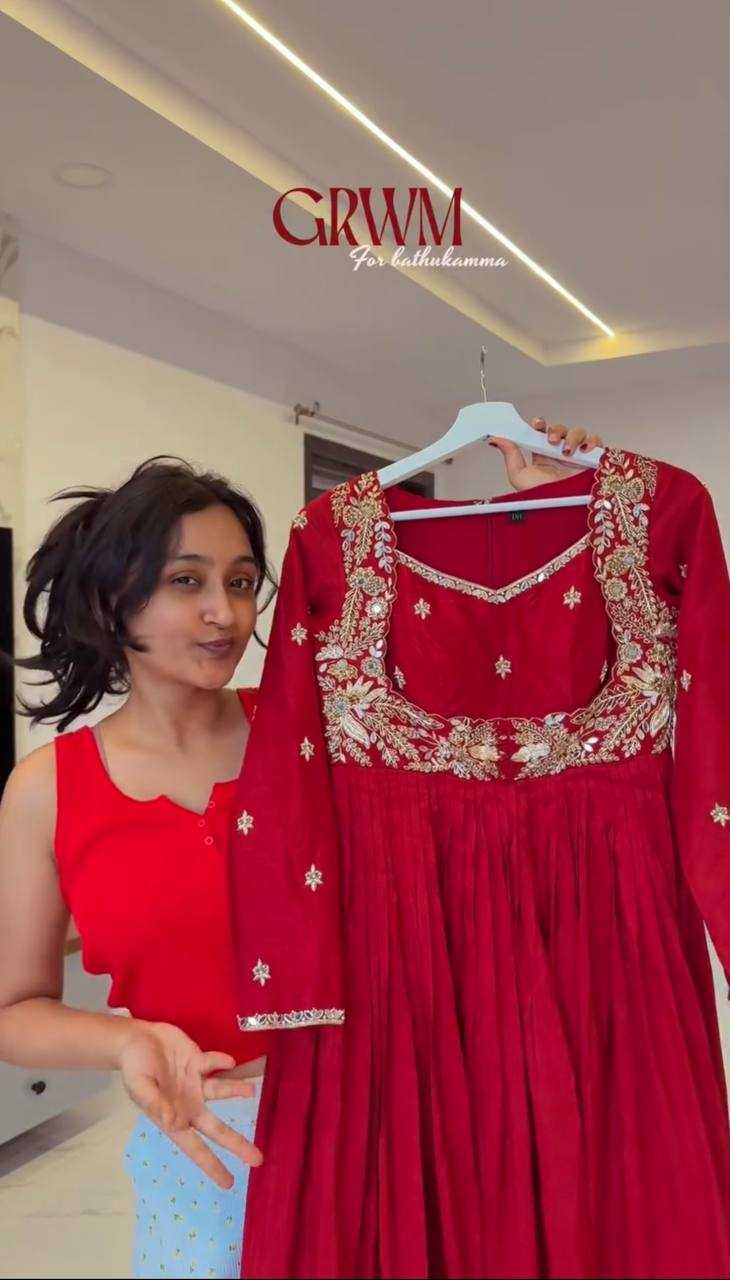 Ynf Chinon Silk KESH490 1322 Gowns Wholesale Embroidery Gowns Anarkali Gown Long Gowns Full Sleeve Gowns Sequin Gowns Manufacturer- Kapda Export