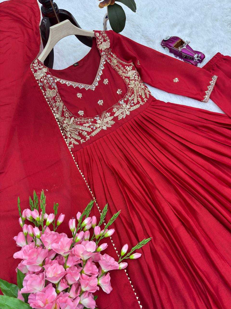 Ynf Chinon Silk KESH490 1322 Gowns Wholesale Embroidery Gowns Anarkali Gown Long Gowns Full Sleeve Gowns Sequin Gowns Manufacturer- Kapda Export