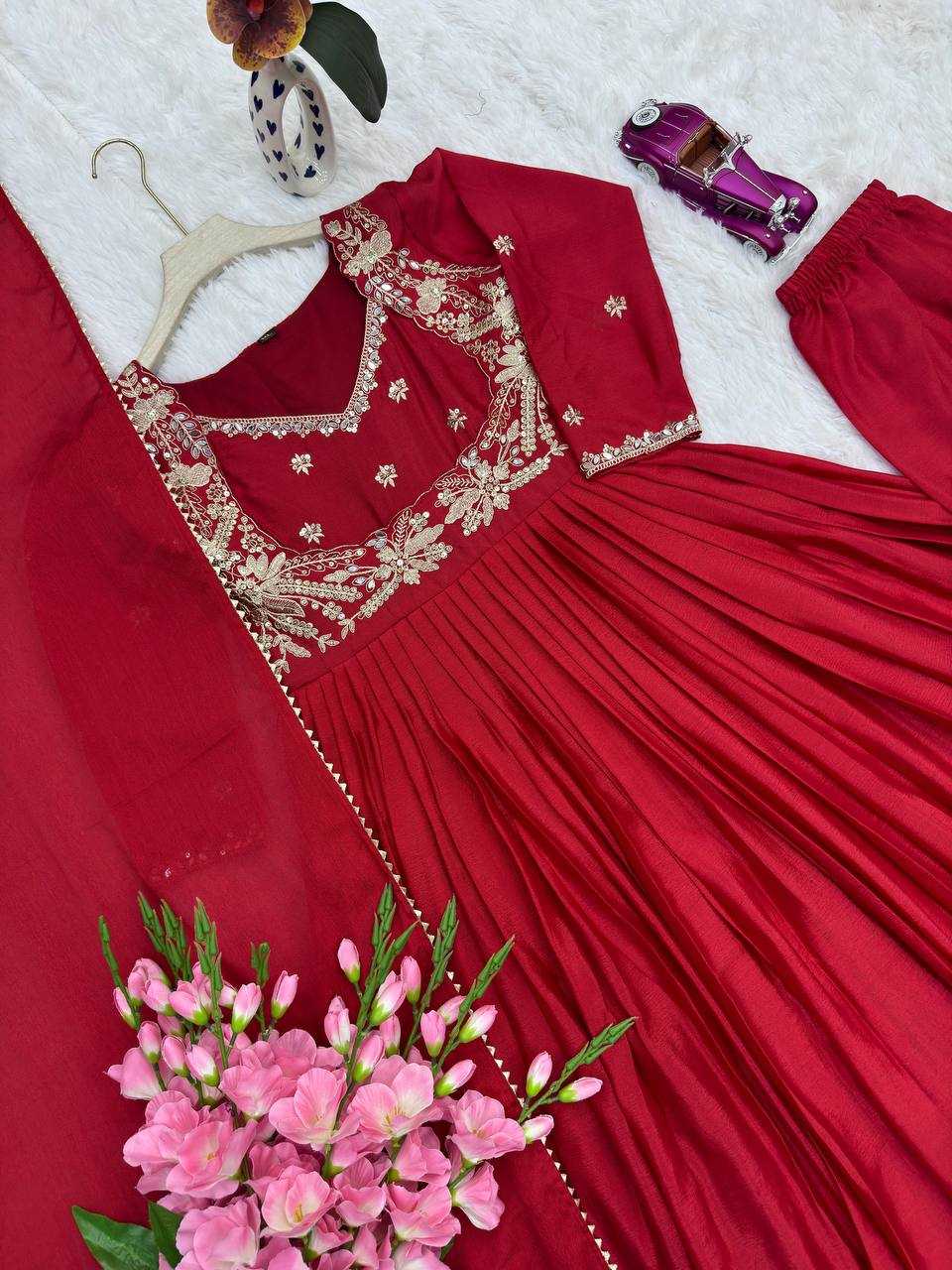 Ynf Chinon Silk KESH490 1322 Gowns Wholesale Embroidery Gowns Anarkali Gown Long Gowns Full Sleeve Gowns Sequin Gowns Manufacturer- Kapda Export
