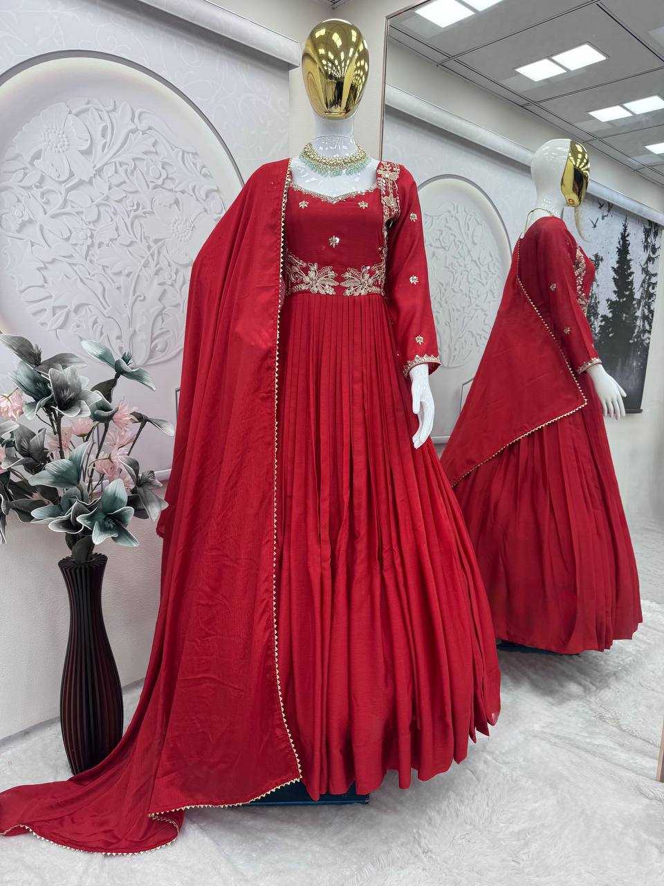 Ynf Chinon Silk KESH490 1322 Gowns Wholesale Embroidery Gowns Anarkali Gown Long Gowns Full Sleeve Gowns Sequin Gowns Manufacturer- Kapda Export