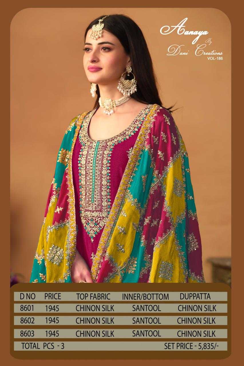 Ynf Chinon Silk KESH530 AANAYA VOL 186 Suits & Dresses Wholesale Embroidery Suits Patiala Suits Party wear suits Manufacturer- Kapda Export