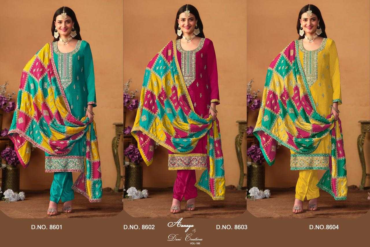 Ynf Chinon Silk KESH530 AANAYA VOL 186 Suits & Dresses Wholesale Embroidery Suits Patiala Suits Party wear suits Manufacturer- Kapda Export