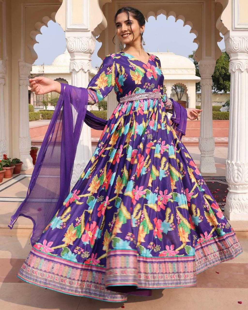 Ynf Chinon Silk KESH643 301044 Suits & Dresses Wholesale Party Wear Dresses Printed Dresses Anarkali Dresses Manufacturer- Kapda Export