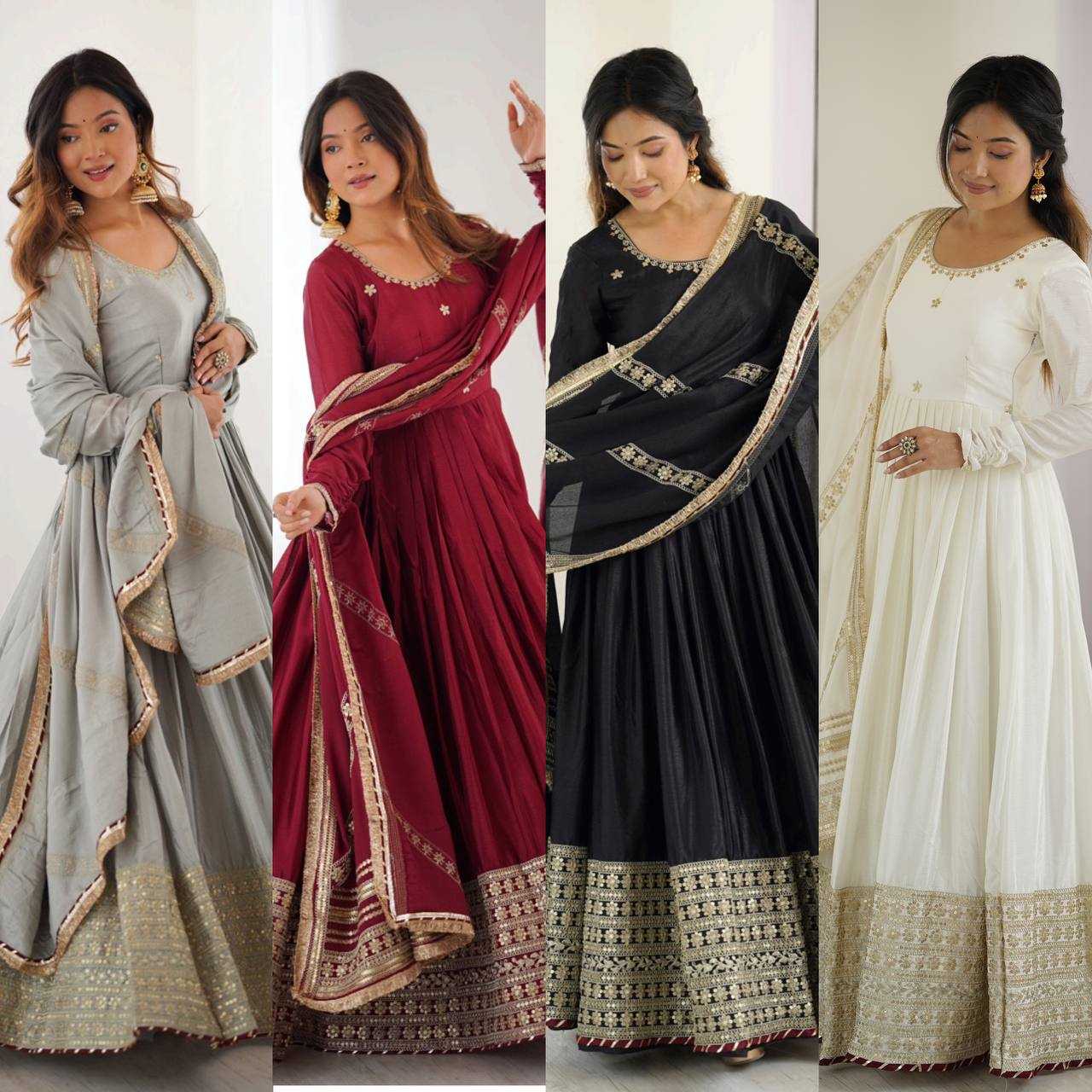 Ynf Chinon Silk RIN133 27 Gowns Wholesale Fancy Gowns Work Gowns Designer Gowns Manufacturer- Kapda Export