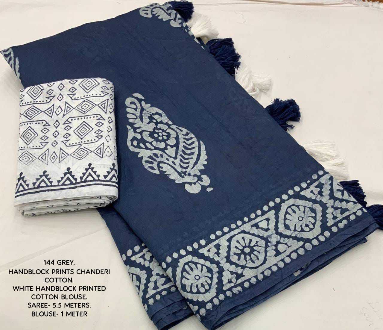 Ynf Cotton KESH433 144 Sarees Wholesale Chanderi Sarees Batik Sarees Block Print Sarees Manufacturer- Kapda Export