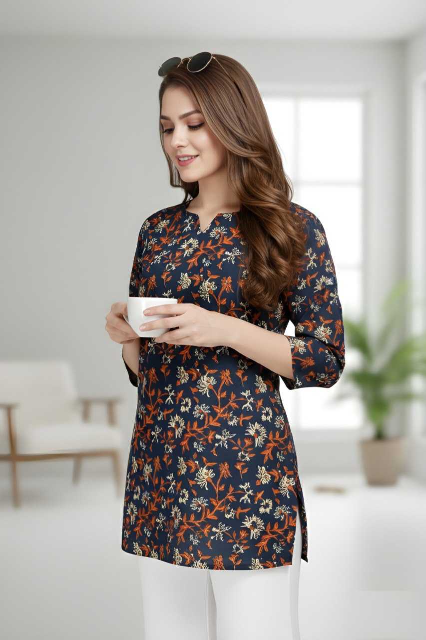 Ynf Cotton KESH559 1007 Kurti Festive Collections Wholesale Printed Kurtis Round Neck Kurtis 3/4 Sleeve Kurtis Manufacturer- Kapda Export