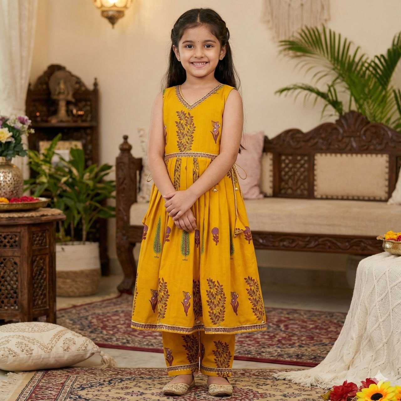 Ynf Cotton KESH642 017 Kids Wear Festive Collections Wholesale Girls Cotton Frocks Kids Festive Wear Kids Party Wear Ethnic Manufacturer- Kapda Export