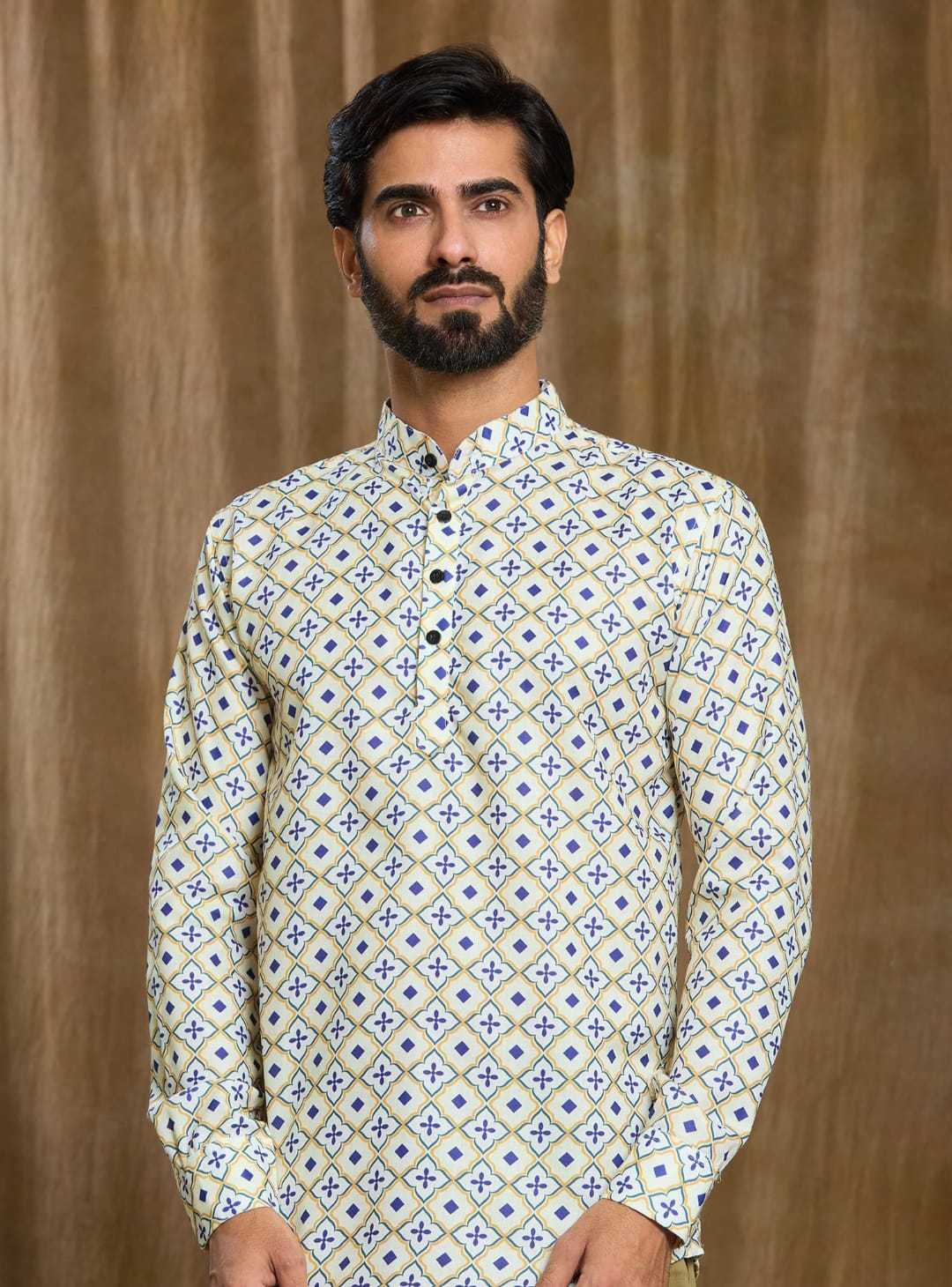 Ynf Cotton KESH662 ST90 Mens Wear Wholesale Mens Shirt Mens Printed Shirts Designer Ethnic Set Manufacturer- Kapda Export