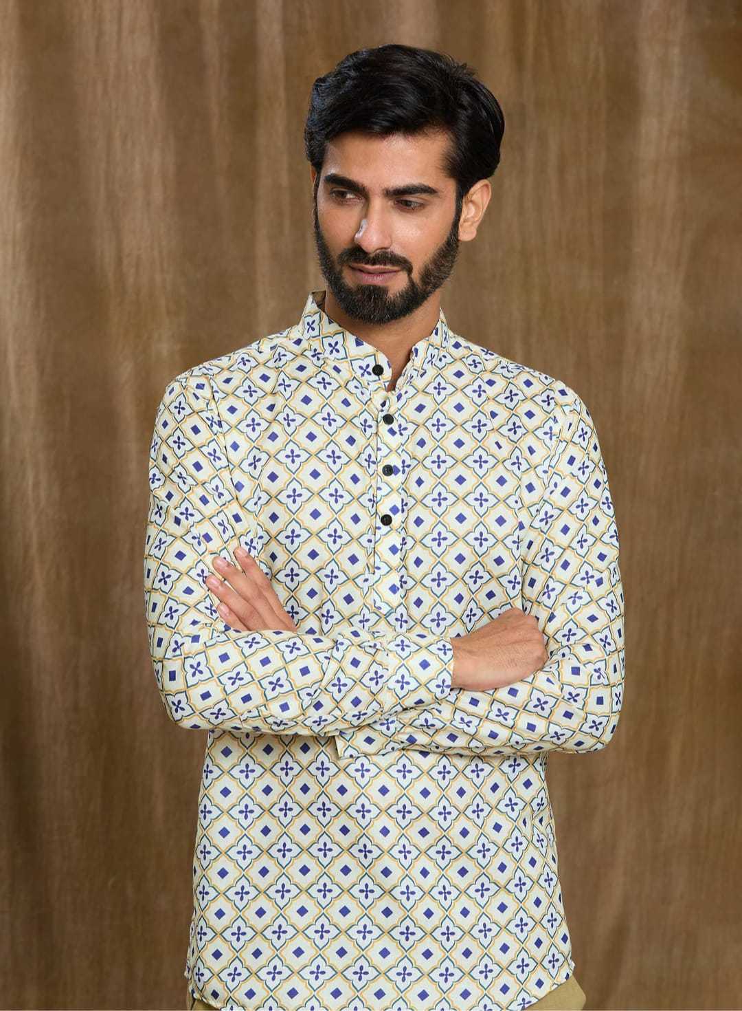 Ynf Cotton KESH662 ST90 Mens Wear Wholesale Mens Shirt Mens Printed Shirts Designer Ethnic Set Manufacturer- Kapda Export