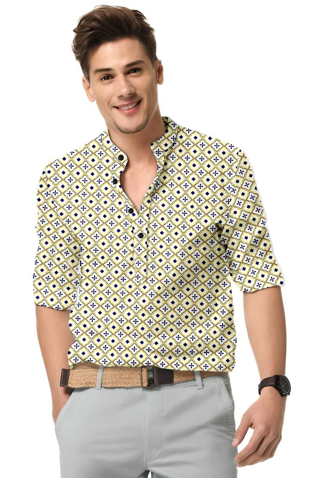 Ynf Cotton KESH662 ST90 Mens Wear Wholesale Mens Shirt Mens Printed Shirts Designer Ethnic Set Manufacturer- Kapda Export