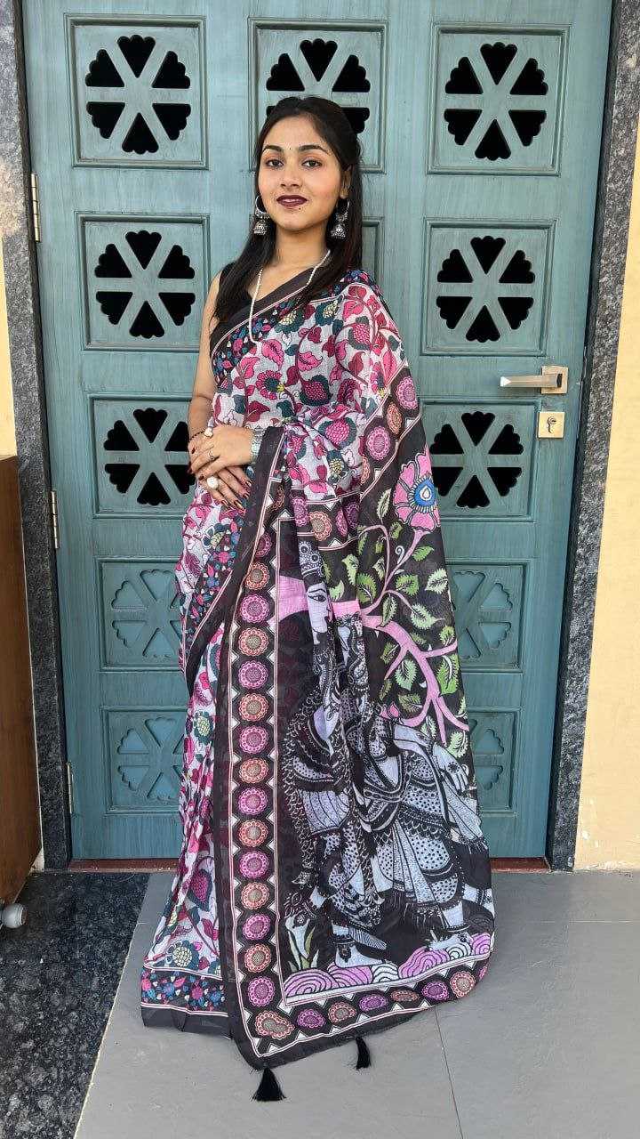 Ynf Cotton RIN207 2286 Sarees Wholesale Printed Sarees Cotton Linen Sarees Ladies Sarees Manufacturer- Kapda Export