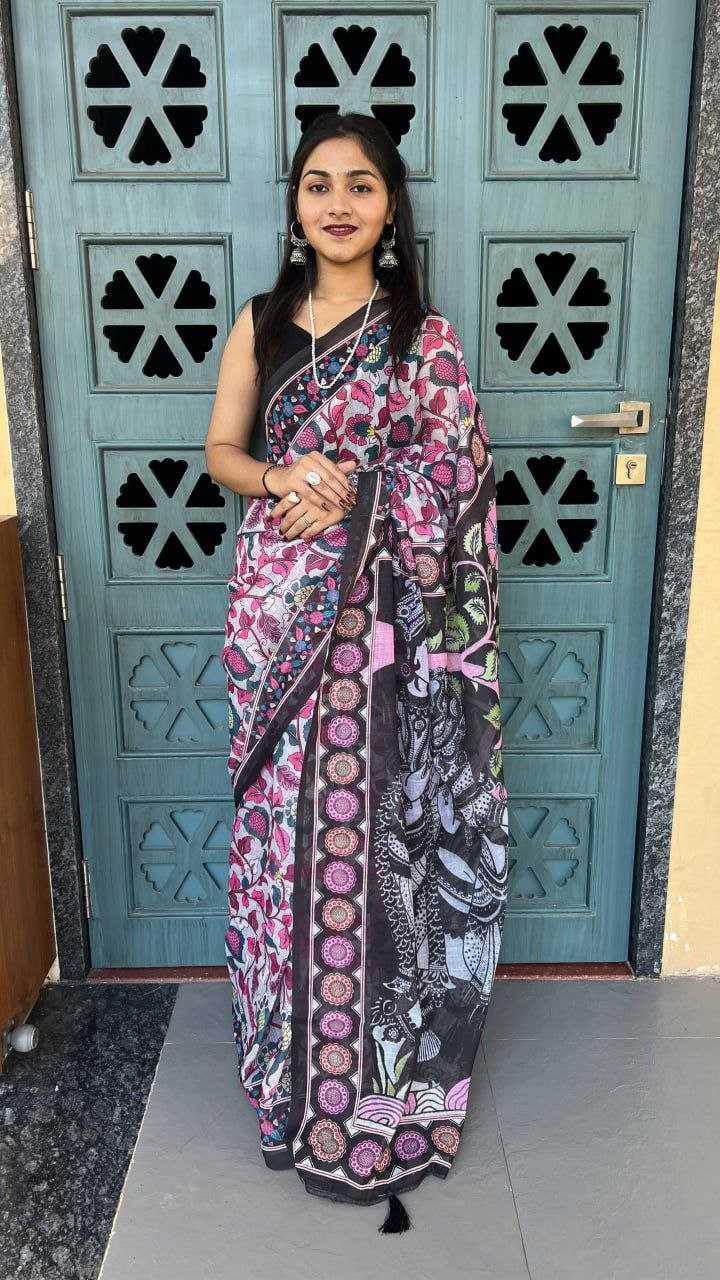 Ynf Cotton RIN207 2286 Sarees Wholesale Printed Sarees Cotton Linen Sarees Ladies Sarees Manufacturer- Kapda Export