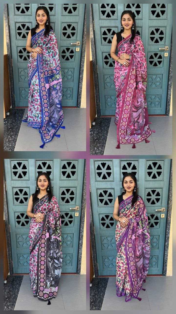 Ynf Cotton RIN207 2286 Sarees Wholesale Printed Sarees Cotton Linen Sarees Ladies Sarees Manufacturer- Kapda Export
