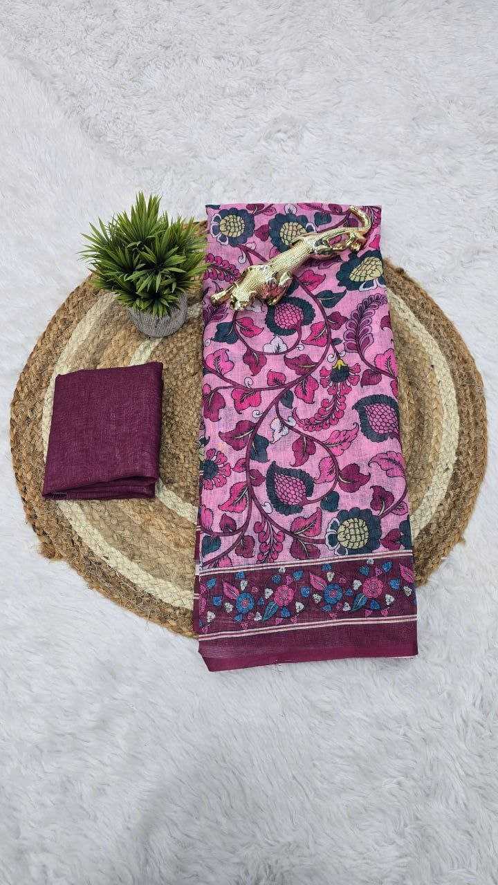 Ynf Cotton RIN207 2286 Sarees Wholesale Printed Sarees Cotton Linen Sarees Ladies Sarees Manufacturer- Kapda Export