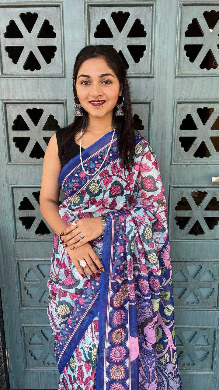 Ynf Cotton RIN207 2286 Sarees Wholesale Printed Sarees Cotton Linen Sarees Ladies Sarees Manufacturer- Kapda Export