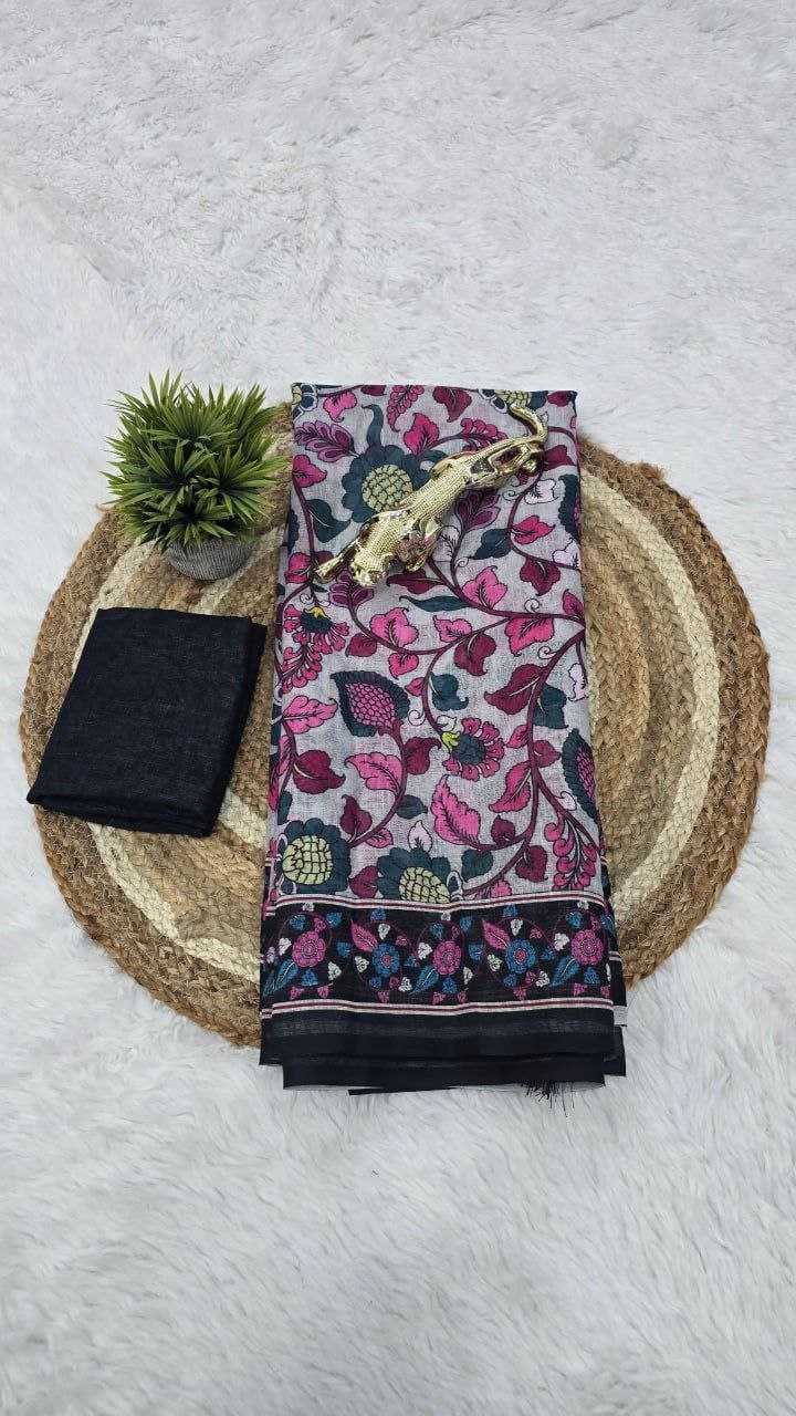 Ynf Cotton RIN207 2286 Sarees Wholesale Printed Sarees Cotton Linen Sarees Ladies Sarees Manufacturer- Kapda Export