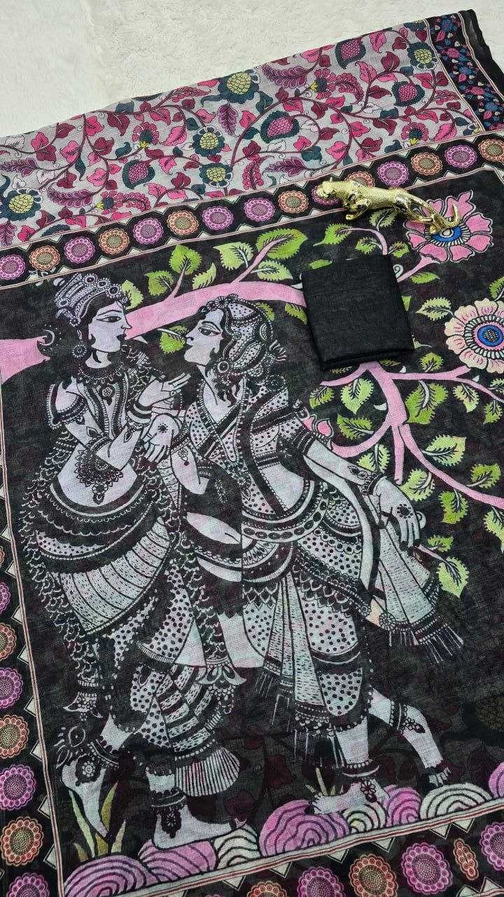Ynf Cotton RIN207 2286 Sarees Wholesale Printed Sarees Cotton Linen Sarees Ladies Sarees Manufacturer- Kapda Export