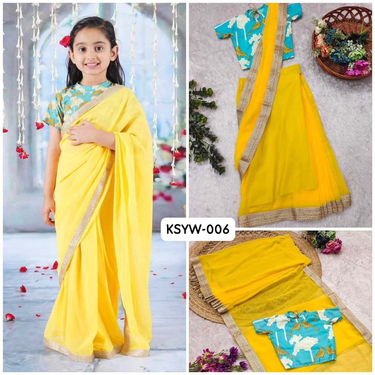 Ynf Dola Silk KESH505 006 Kids Wear Wholesale Kids Saree Dress Kids Traditional Outfits Kids Party Wear Ethnic Manufacturer- Kapda Export