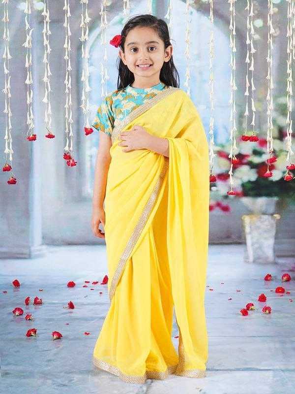 Ynf Dola Silk KESH505 006 Kids Wear Wholesale Kids Saree Dress Kids Traditional Outfits Kids Party Wear Ethnic Manufacturer- Kapda Export