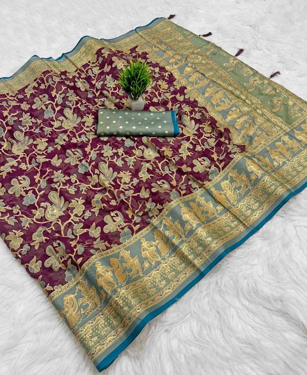 Ynf Dull Moss KESH441 Chandrakala 2 Sarees Wholesale Designer Sarees Printed Sarees Brasso Sarees Manufacturer- Kapda Export