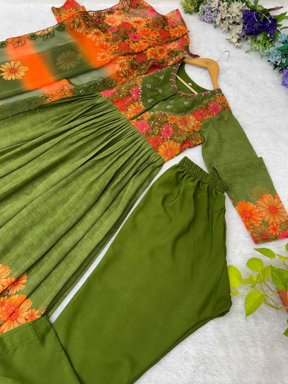 Ynf Faux Georgette KESH513 536 Gowns Festive Collections Wholesale Georgette Gown Gown With Dupatta Full Sleeve Gowns Manufacturer- Kapda Export