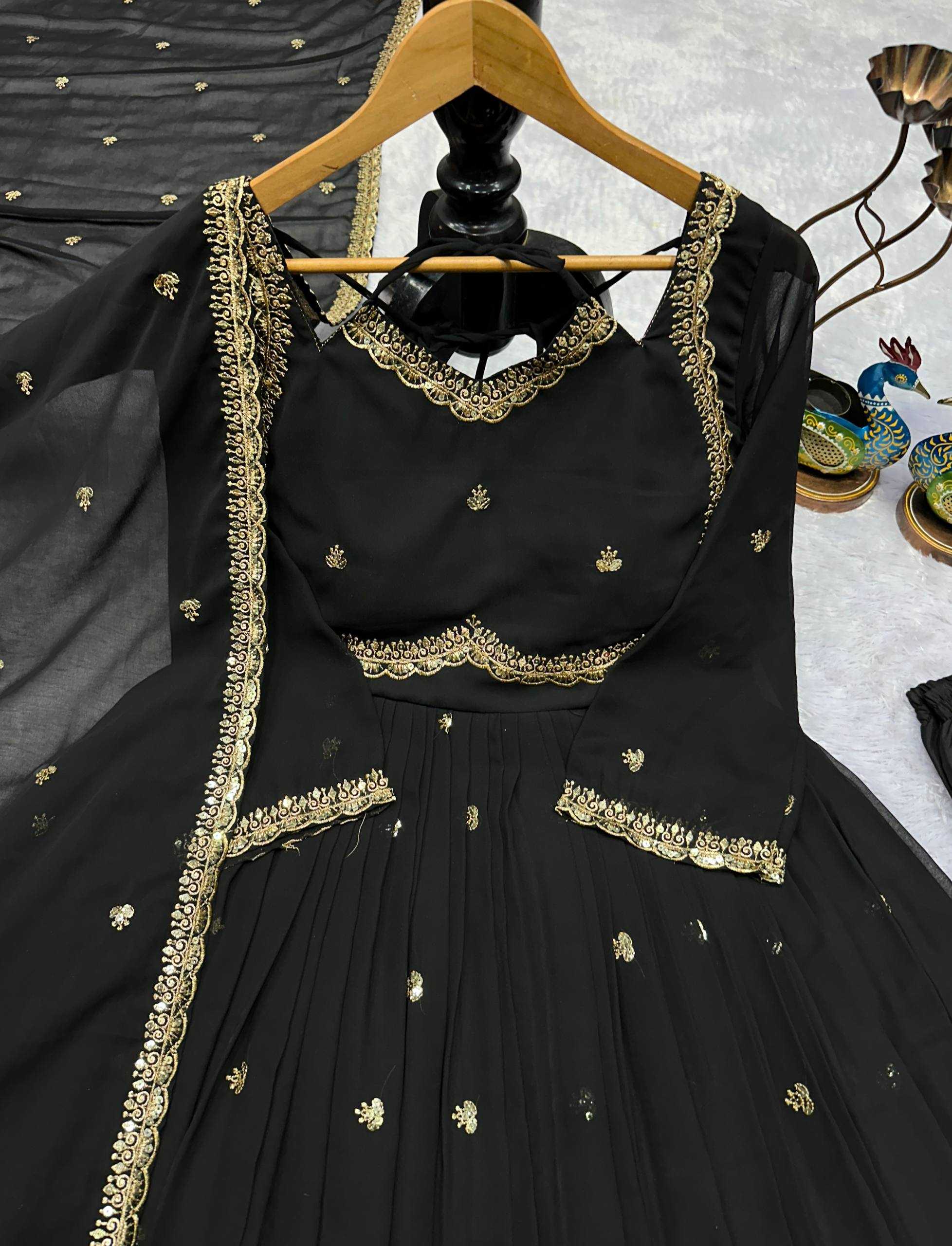 Ynf Faux Georgette KESH523 302 Gowns Festive Collections Wholesale Embroidery Gowns Georgette Gown Full Sleeve Gowns Manufacturer- Kapda Export